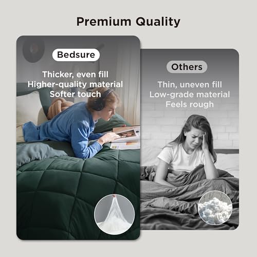 Bedsure Queen Comforter Set Emerald Green - 7 Pieces Reversible Bedding, Queen Size Bed Set for All Seasons, Bed in a Bag with Down Alternative Comforter, Sheets, Pillowcases & Shams Bedsure