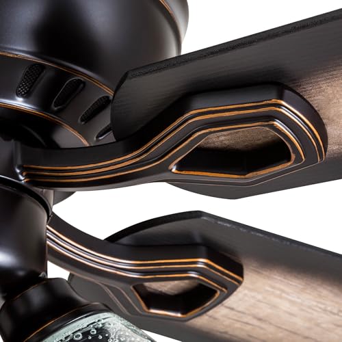 Prominence Home Glenmont, 52 Inch Farmhouse LED Ceiling Fan with Light, Pull Chain, Three Mounting Options, Dual Finish Blades, Reversible Motor - 40278-01 (Oil-Rubbed Bronze) Prominence Home