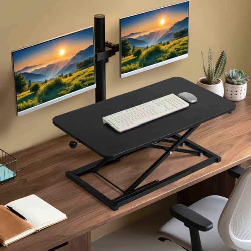 Raathionty Adjustable Height Standing Desk Converter, Keyboard Riser for Stand Up Desk Riser, Computer Keyboard Stand for Desktop, Computer Workstations for Home Office Raathionty