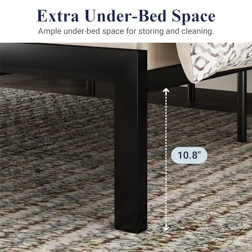 Allewie Twin Size Rustic Platform Bed Frame with Wood Headboard and Metal Slats - Light Brown Allewie