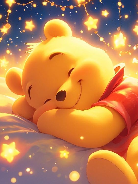 KYFQSDZ Pooh Diamond Painting Kits for Adults Beginners,Cartoon Diamond Art Kit,DIY Full Round Drill Diamond Dot Gem Art Kits for Adults,Home Wall Decor12x16 KYFQSDZ