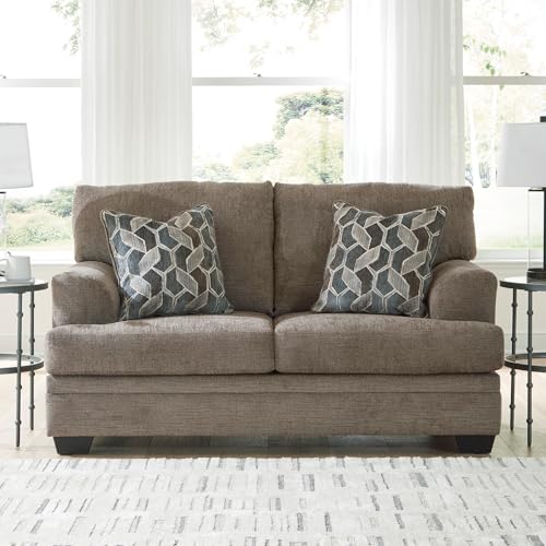 Signature Design by Ashley Stonemeade Casual Loveseat with 2 Toss Pillows, Dark Brown Signature Design by Ashley