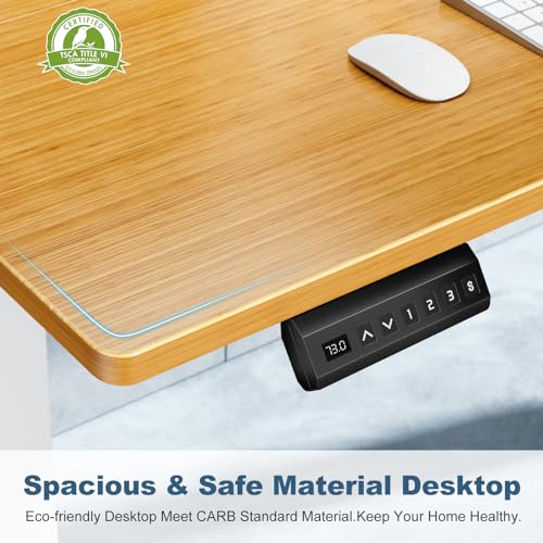 DUMOS 40 Inch Electric Standing Desk Height Adjustable, Sit to Stand Up Computer Workstations Work PC Table Home Office Study Writing Gaming Desks with Memory Presets for Walking Pad, Bedroom, Oak DUMOS