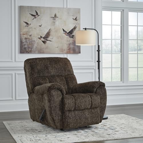 Signature Design by Ashley Rampant Casual Manual Rocker Recliner with Pillow-Top Arms, Dark Brown Signature Design by Ashley