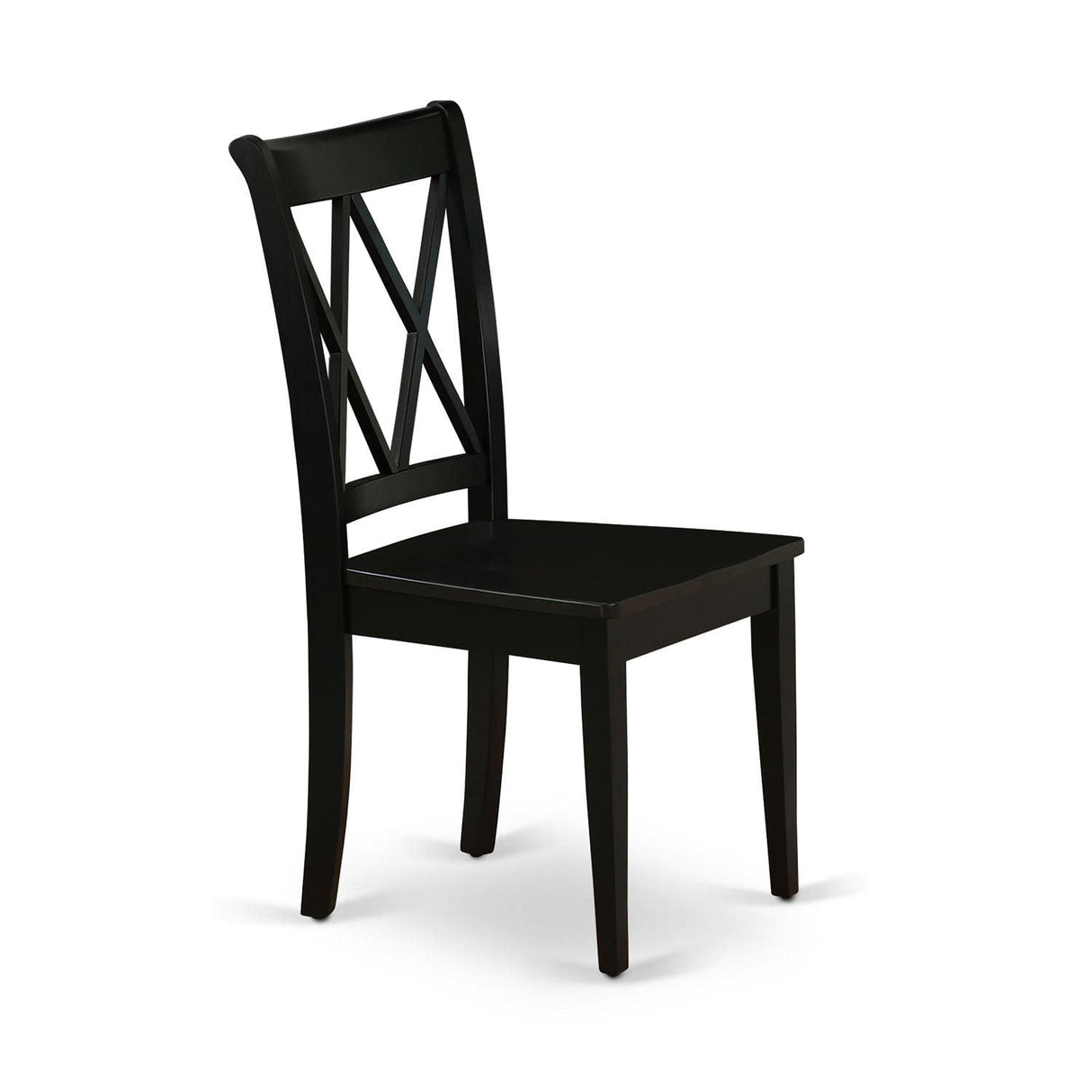 East West Furniture CLC-BLK-W Clarksville Dining Chairs - Double Cross Back Wooden Seat Chairs, Set of 2, Black East West Furniture