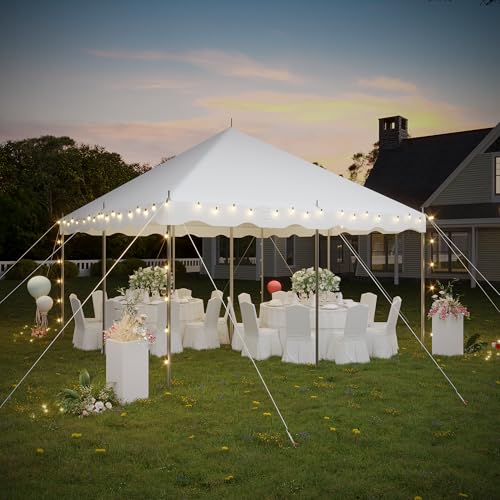 EROMMY 15x15ft Pole Party Tent, Heavy Duty Outdoor Canopy with Carry Bags, Large White Event Tent for 40 People, Ideal for Parties, Weddings, and Gatherings EROMMY