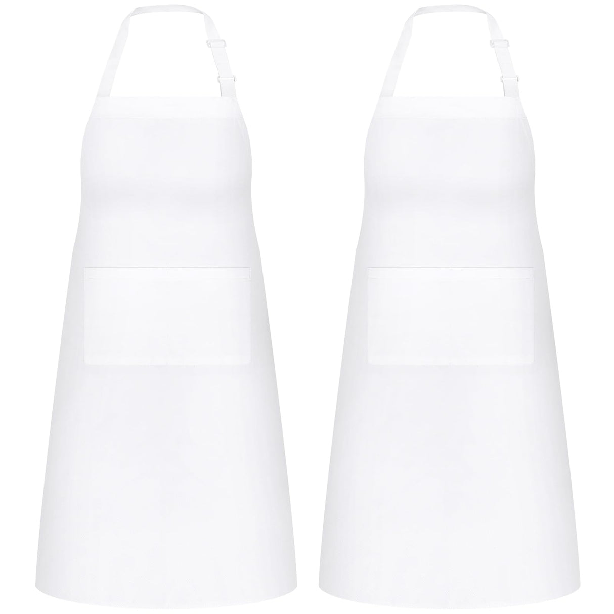 NLUS 2 Pack White Aprons with 2 Pockets for Women Men Kitchen Aprons with Pockets, Chef Aprons for Baking BBQ Cooking NLUS