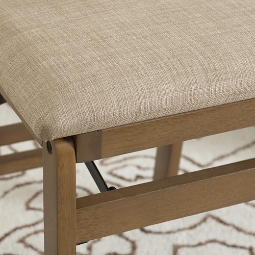 Linon Bennett Natural Folding Chair with Woven Rope Back and Linen Upholstered Seat Set of 2 Linon