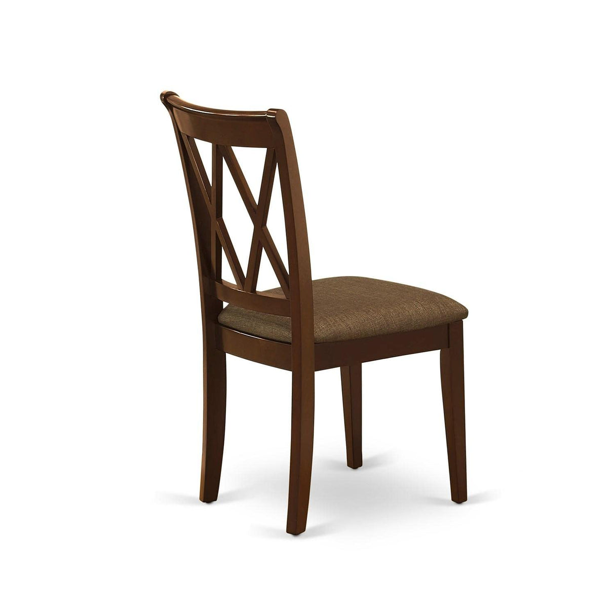 East West Furniture CLC-MAH-C Clarksville Dinette Chairs - Linen Fabric Upholstered Wood Chairs, Set of 2, Mahogany East West Furniture