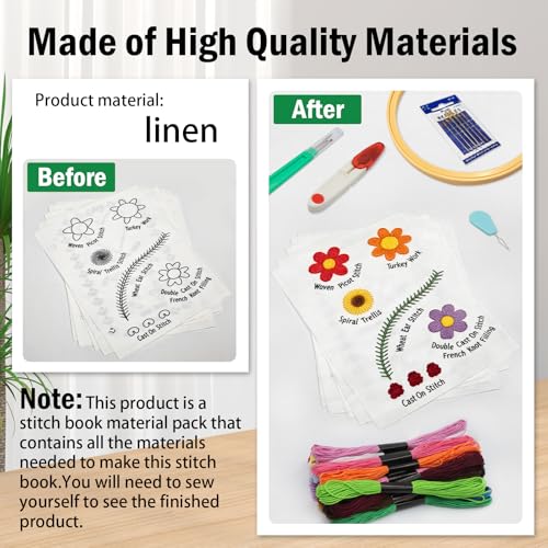 2026 Upgraded Embroidery Stitch Book Kit, 106 Patterns DIY Book Embroidery Kit with Full Tools and Tutorial, Portable All-in-One Hand Beginner Embroidery Book for Adults & DIY Craft Lovers