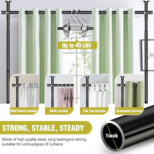 Room Divider, No Drilling Curtain Rod for Room Separation, 4-10ft(H) 29-73"(W) Adjustable Wall Divider, Heavy Duty Floor to Ceiling Tension Rod Space Partition Privacy Separator for Dorm Office, Black Yettsoy