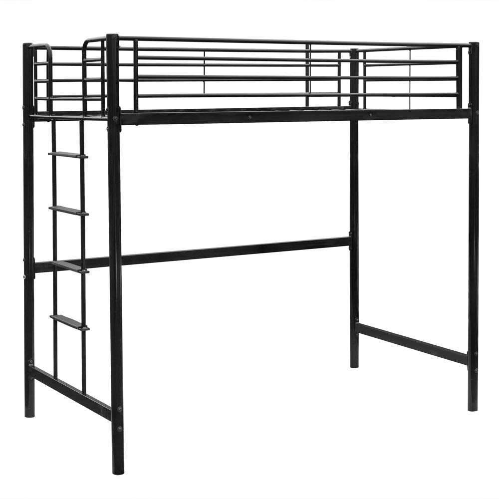 Bonnlo Twin Metal Loft Bed Frame for Kids/Adults/Teens, Space-Saving Design, Black Bonnlo
