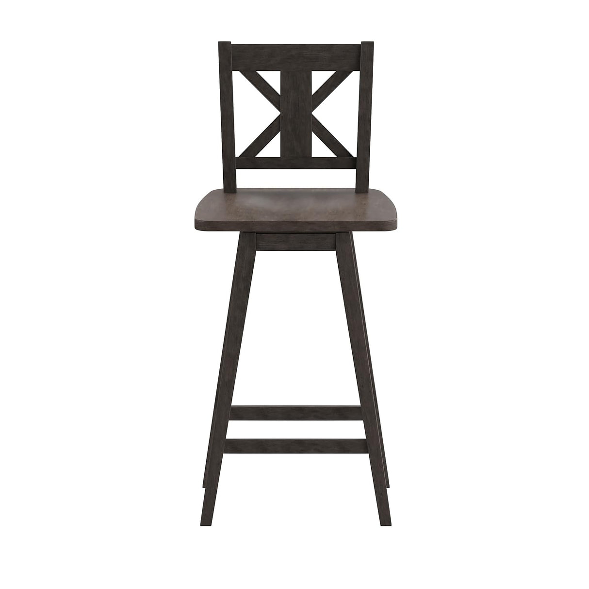Flash Furniture Gwendolyn Commercial Grade Modern Farmhouse Barstool - Gray Wash Walnut Solid Wood Frame - Bar Height - 360° Swivel Seat - Integrated Footrest Flash Furniture