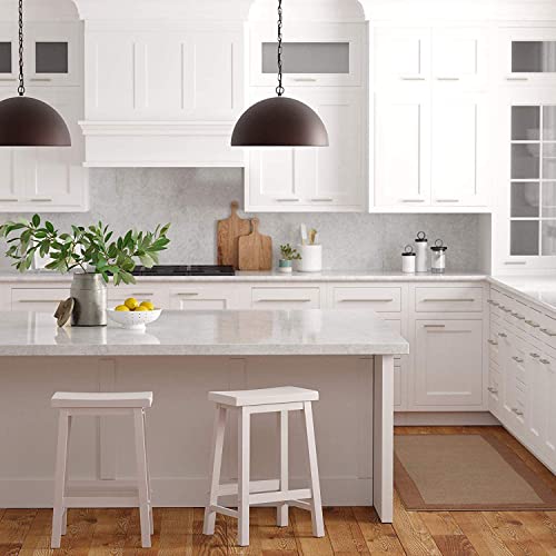 PJ Wood 24-Inch Backless Solid Wood Saddle Seat Counter Stools in White - Set of 2 PJ Wood