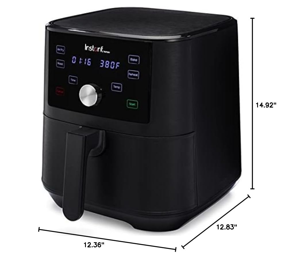 Instant Pot Vortex 6QT XL Air Fryer, 4-in-1 Functions that Crisps, Roasts, Reheats, Bakes for Quick Easy Meals, 100+ In-App Recipes, is Dishwasher-Safe, from the Makers of Instant Pot, Black Instant Pot