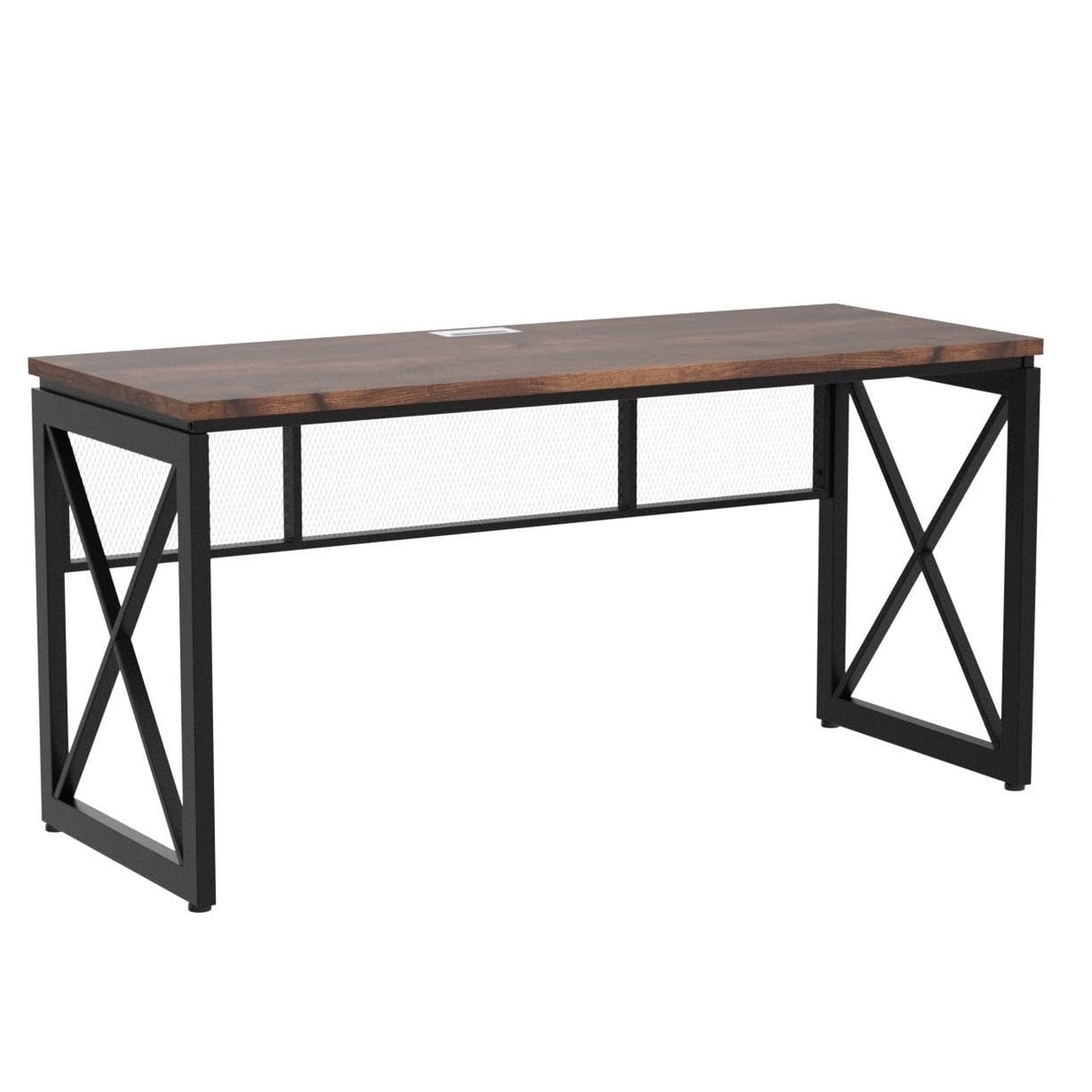 BON AUGURE 60 Inch Computer Desk for Home Office, Industrial Metal Wood Desk, Farmhouse Large Writing Desk, Modern Sturdy Gaming Desk (Rustic Oak) BON AUGURE