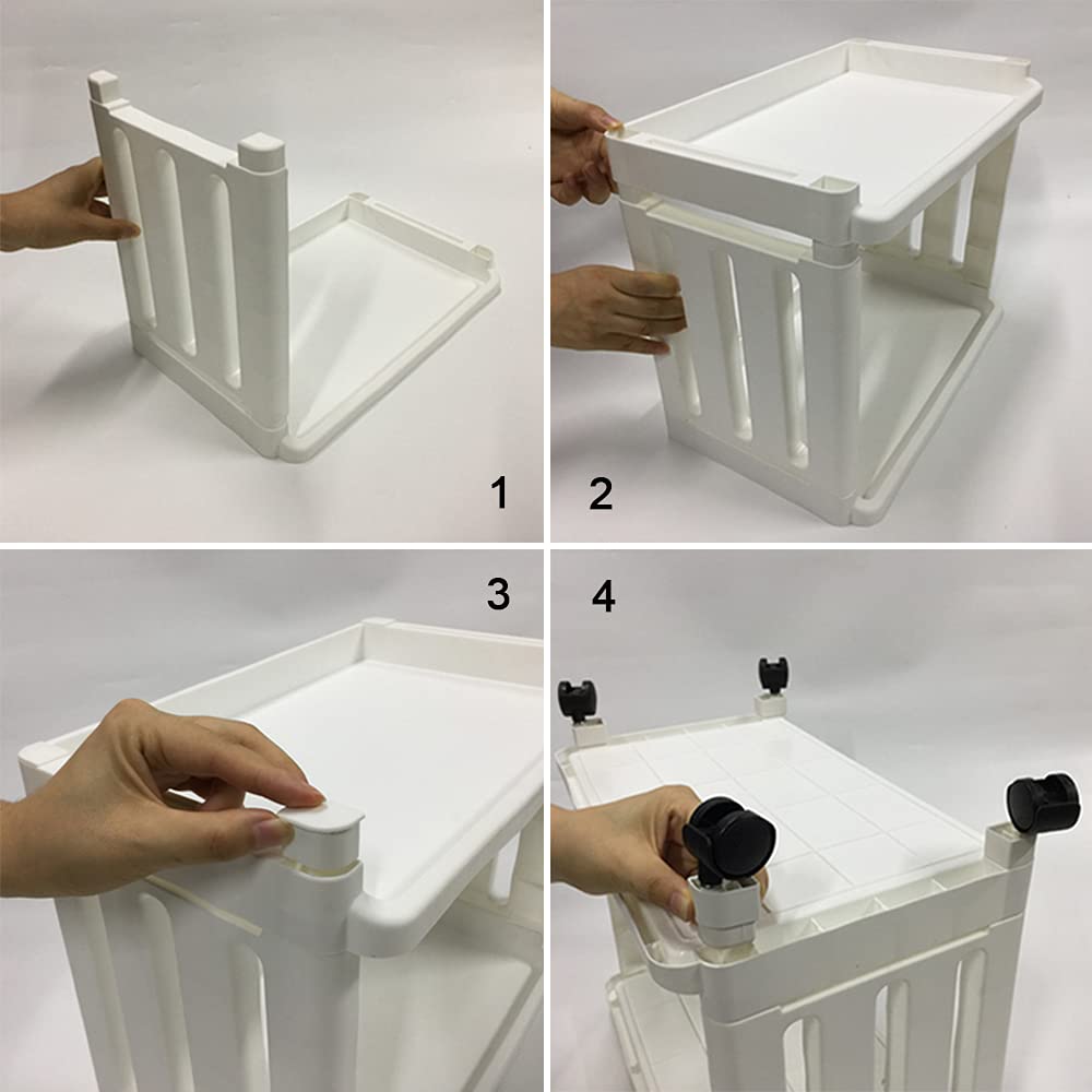 Rolling Storage Utility Cart Slim Organizer Shelf with Wheels 3 Tier Narrow Places Mobile Shelving Unit Tower Rack for Kitchen Bathroom Laundry Room Home Office Bedroom Living Room Washroom, White TENBOAT