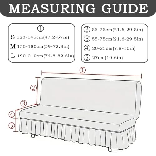 Daunkang Stretch Armless Futon Cover with Skirt Ruffled Sofa Bed Slipcover Washable Folding Futon Sofa Covers Furniture Bed Protector with Elastic Bottom for Kids Pets Large Lake Blue Daunkang