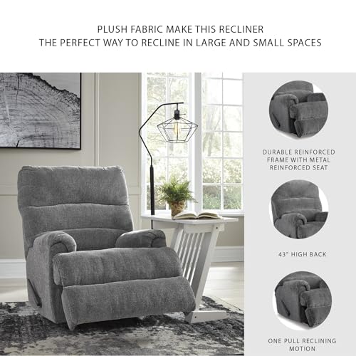 Signature Design by Ashley Man Fort Traditional Rocker Recliner, Dark Gray Signature Design by Ashley