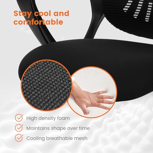 Sweetcrispy Ergonomic Mid-Back Mesh Home Office Desk Chair with Wheels, Lumbar Support, and Comfortable Armrests for Home, Bedroom, Study, Office Sweetcrispy