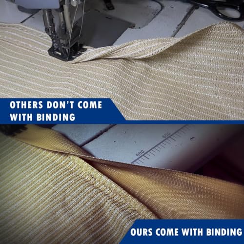 Amgo 10' W x 16' L Beige Pergola Canopy Replacement UPF50+ Top Cover, Commercial Grade 260GSM Sun Shade for Outdoor Patio, 95% UV Blockage, Stainless Steel Weighted Rods Included (We Make Custom Size) Amgo