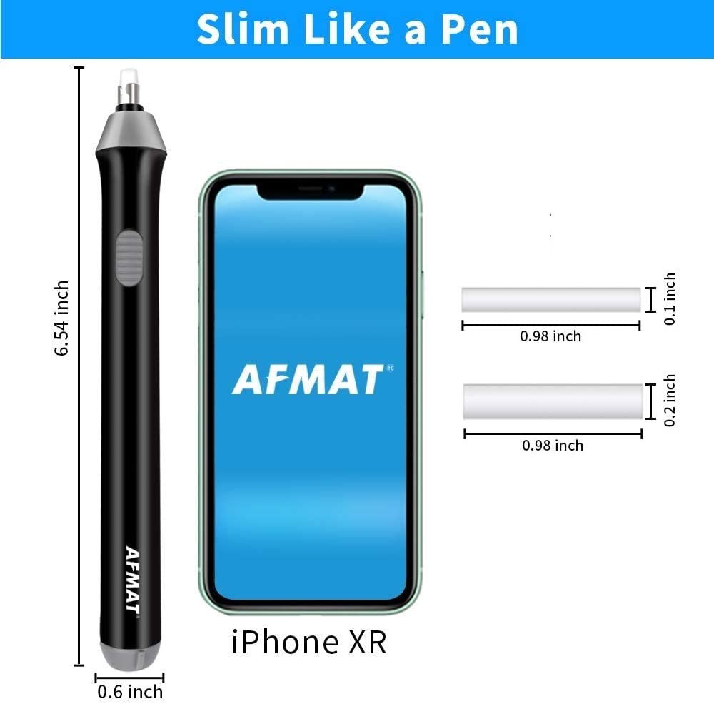 Battery Operated Pencil Eraser for Sketching Pencils/Drafting/Drawing/Graphite Pencils, Couture Creations Creative Detailer Tool, AFMAT Electric Eraser Kit for Artists, 140 Refills AFMAT