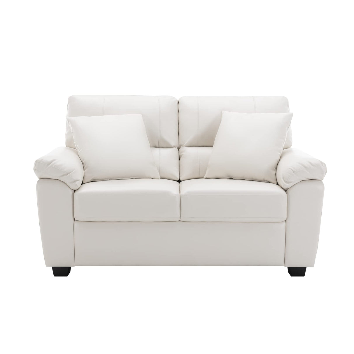 Morden Fort Faux Leather Loveseat Sofas, White Modern Luxury and Comfy Furniture Sleeper Couches for Living Room, Apartment, Office, Reading Room Morden Fort