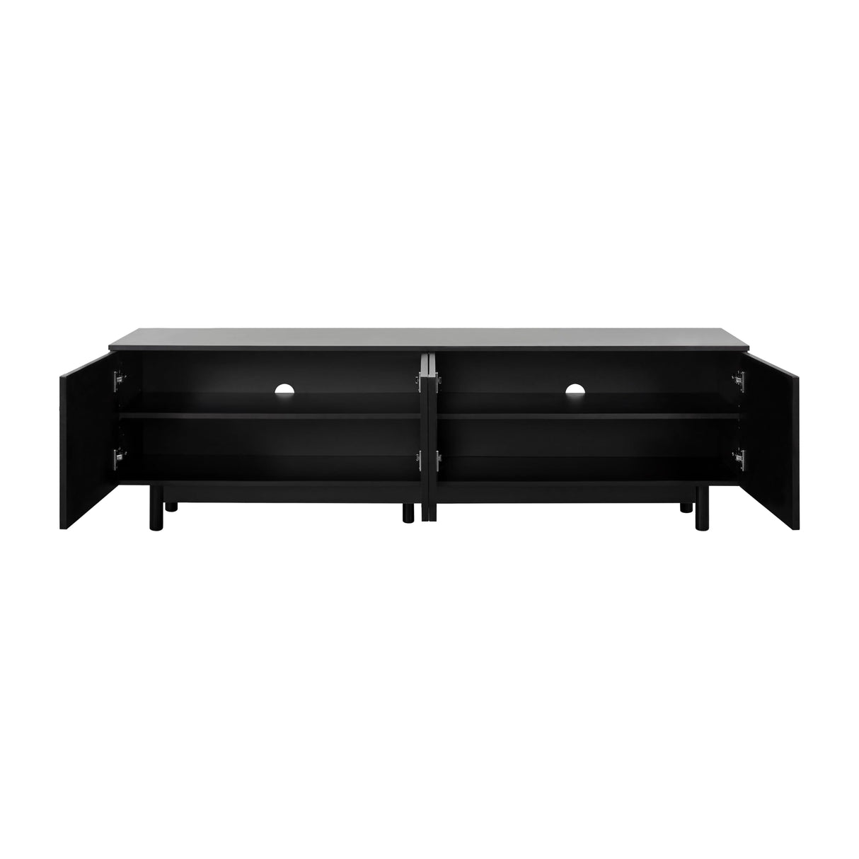 LUMISOL Modern TV Stand for 80"+ TV, 70" Wood Console with Arched Doors, Arch Entertainment Center with 2 Storage Cabinets, Adjustable Shelf for Living Room, Black LUMISOL