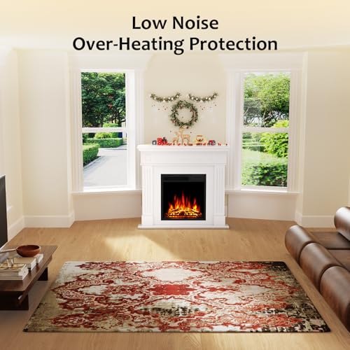 44" Corner Electric Fireplace with Mantel Package Freestanding Fireplace Heater Corner Firebox with Log & Remote Control,750-1500W,White Xbeauty