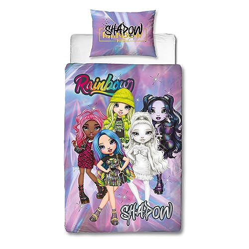 Character World Official Rainbow High Single Duvet Cover Set | Shadow High Dolls Design | Reversible 2 Sided Bedding Including Matching Pillow Case | Single Bed Set Rainbow High