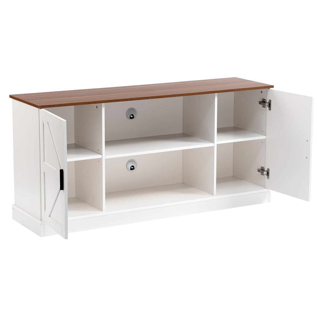 HollyHOME TV Stand for TVs up to 65”, Wood Entertainment Center with Adjustable Storage Shelves, Media TV Console Table for Living Room and Bedroom, White HollyHOME