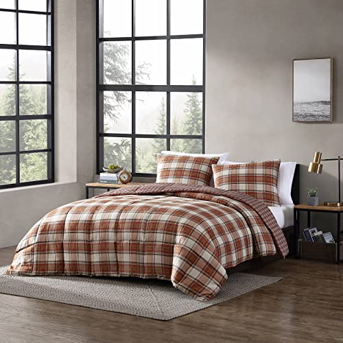 Eddie Bauer - King Comforter Set, Reversible Alt Down Bedding with Matching Shams, Breathable Home Decor for All Seasons (Edgewood Red/Beige, King) Eddie Bauer