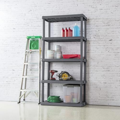 Sterilite 5 Shelf Gray Shelves Legs 1 Pack 01553V01 Unit, Flat, 1-Pack Sterilite