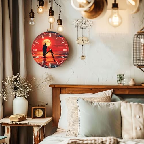 US Stock 20pcs Wooden Wall Clock 11.8 inch Sublimation Round Wall Clock Blanks Wood Clocks for Living Room DIY Sublimation Heat Press Printing CALCA