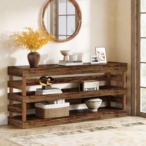 Tribesigns 70.9-Inch Extra Long Console Table, Farmhouse Entryway Table with 3-Tier Storage Shelf, Narrow Sofa Table Behind Couch, Wood Console Table for Living Room, Hallwahy, Foyer Tribesigns
