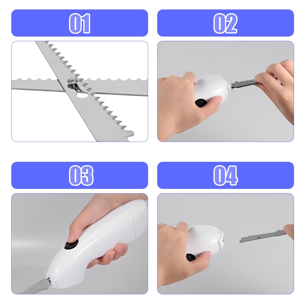 Leopacat Electric Fillet Knife, Powered Stainless Steel Cordless Steak Carving for Meat Portable Kitchen Home Restaurant Picnic Fish with Ergonomic Handle Serrated Blades Raw Cooked Food Leopacat