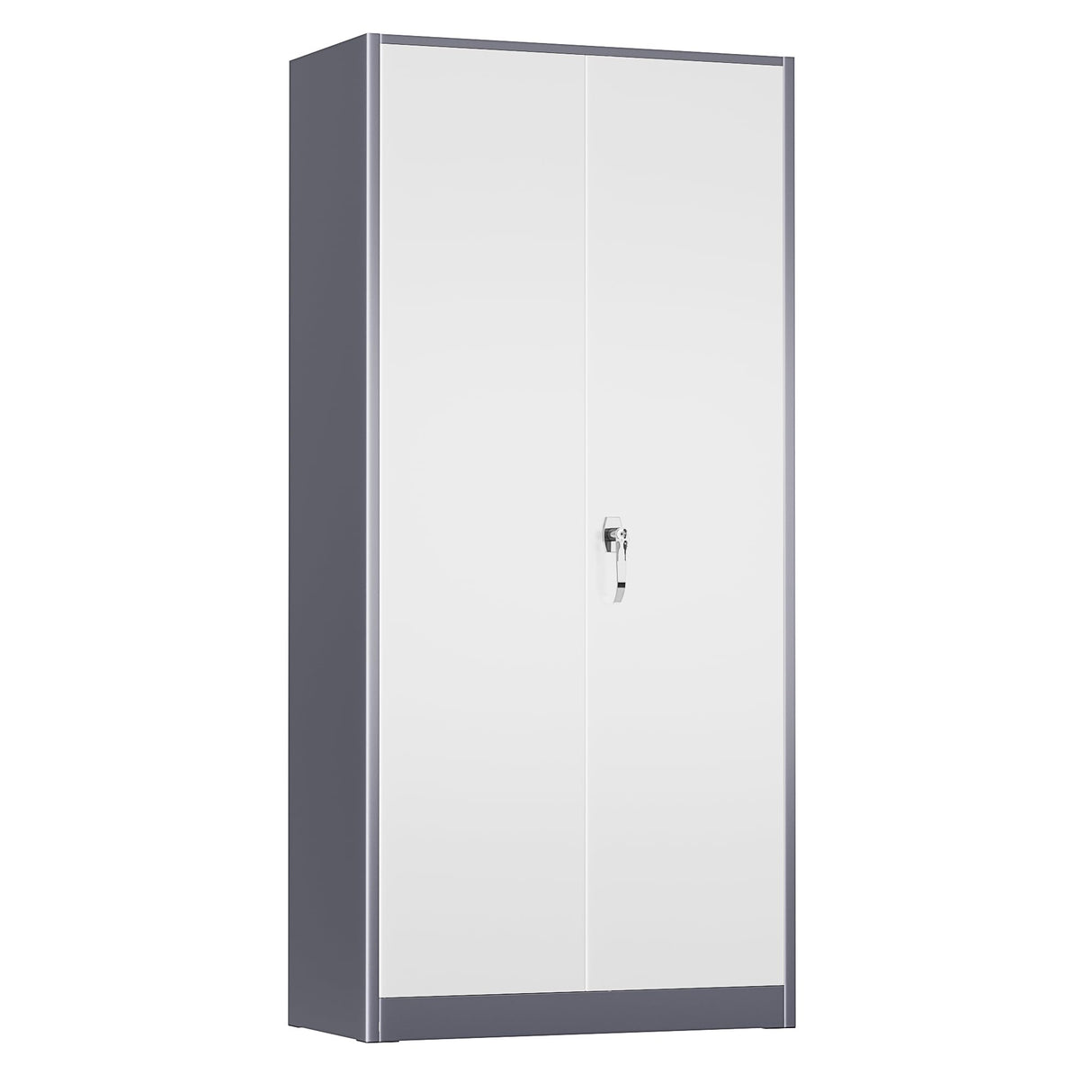 Crownland 72” Metal Storage Cabinet, Lockable Garage Storage Cabinets, High Office Storage Cabinet with Adjustable Shelves for Garage, Home Office, Classroom, Pantry, File(Grey White) Crownland