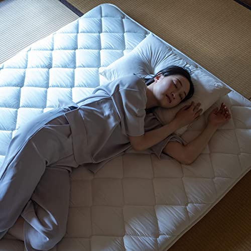 EMOOR Japanese Futon Mattress CLASSE Queen Made in Japan White, Foldable Floor Sleeping Bed Tatami Mat EMOOR