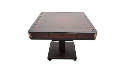 USA MJ Table Roller Coaster Style 40mm Chinese/Filipino/American Mahjong Folding Automatic Mahjong Table Wine Red Color Ultra Thin 2 Set of Numbered Tiles &Table Dust Cloth