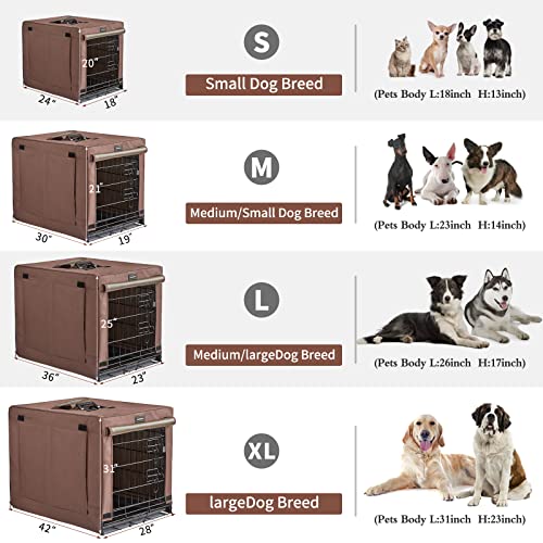 DONORO Dog Crates for Small Size Dogs Indoor Double Door Dog Kennels & Houses for Puppy and Cats, Collapsible Metal Contour Dog Cages (Brown, 24.0" L x 18.0" W x 20.0" H) DONORO