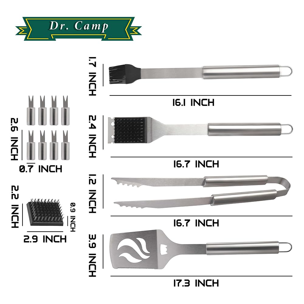 Dr. Camp 13 PCS Grilling Accessories, Grill Set, Grilling Set, Barbecure Utensils, Stainless Steel Dr.Camp