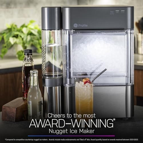 GE Profile Opal 2.0 XL with 1 Gallon Tank, Chewable Crunchable Countertop Nugget Ice Maker, Scoop included, 38 lbs in 24 hours, Pellet Ice Machine with WiFi & Smart Connected, Stainless Steel Profile