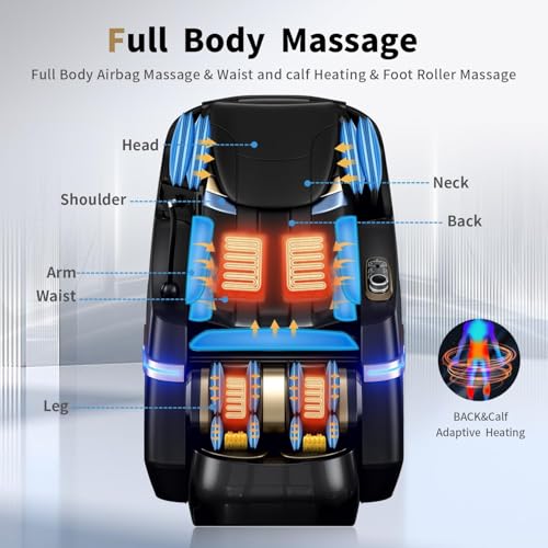 Full Body Zero Gravity Massage Chair, 51'' SL Track with 3 Levels Zero Gravity & Body Scan, 20 Auto Massage Programs, 3D Shiatsu Deep Tissue Massage, Foot Rollers, Airbag, Heating, Yoga Stretch UTHWELL
