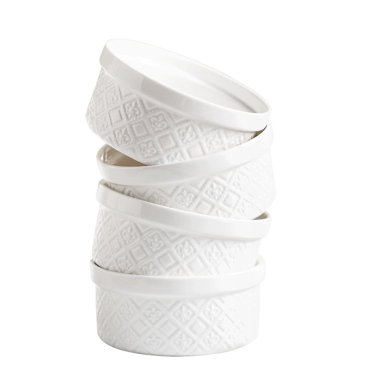 Ramekins for Creme Brulee, 9 ounces Set of 4 Lava Cake, Pudding, Souffle, Small Sauce Bowl, Ceramic Baking Dishes Farmhouse Decor Arctic White MISSYSSIM