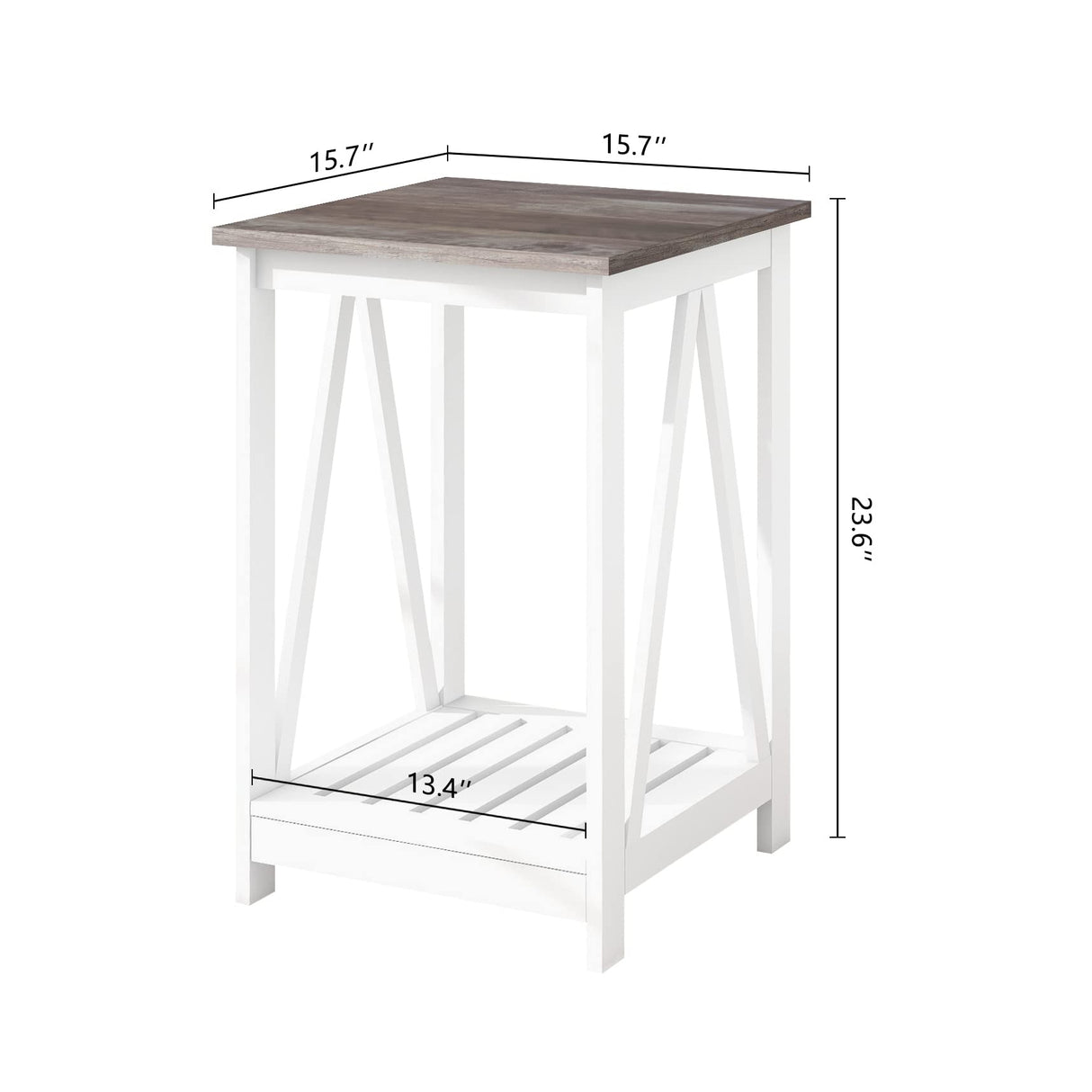 UYIHOME Farmhouse Coffee Table and End Table Set, Oak Grey Wooden Living Room Furniture with Slats Base, Oak Grey UYIHOME