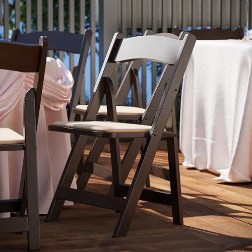 EMMA + OLIVER Chocolate Wood Folding Chair with Detachable Vinyl Padded Seat EMMA + OLIVER