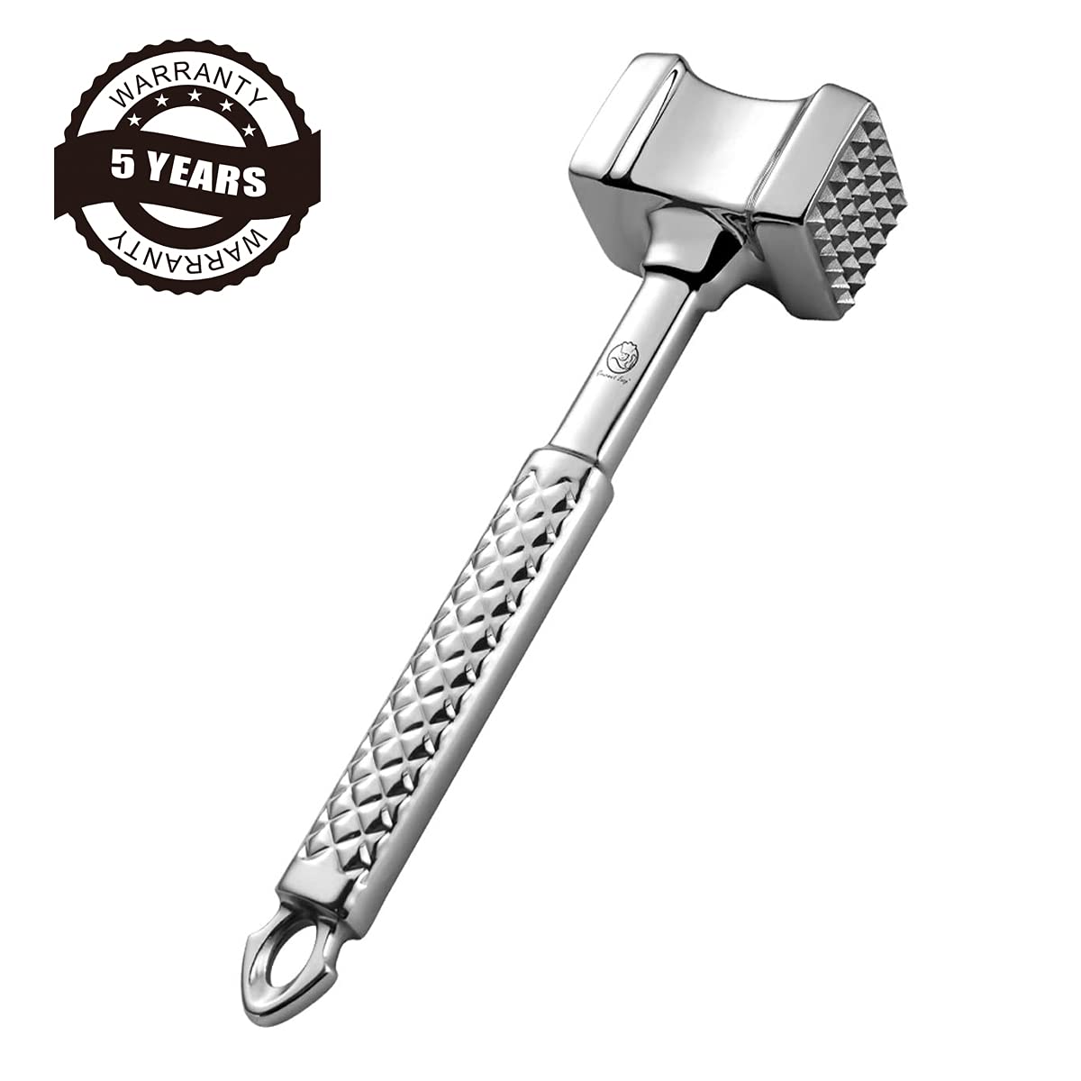 Meat Tenderizer Mallet Stainless Steel, Premium Meat Hammer Tenderizer, Kitchen Meat Mallet for Chicken, Conch, Veal Cutlets, Beef & Steak, Meat Pounder Flattener, Non-Slip Grip with 5 years Warranty Gourmet Easy