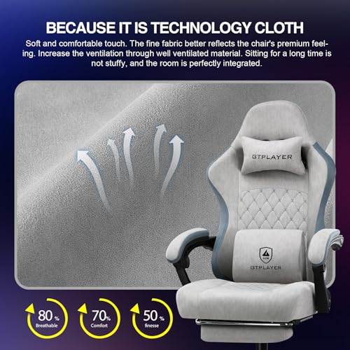 GTPLAYER Gaming Chair, Computer Office Chair with Pocket Spring Cushion, Linkage Armrests and Footrest, High Back Ergonomic Computer Chair with Lumbar Support Task Chair with Footrest GTPLAYER