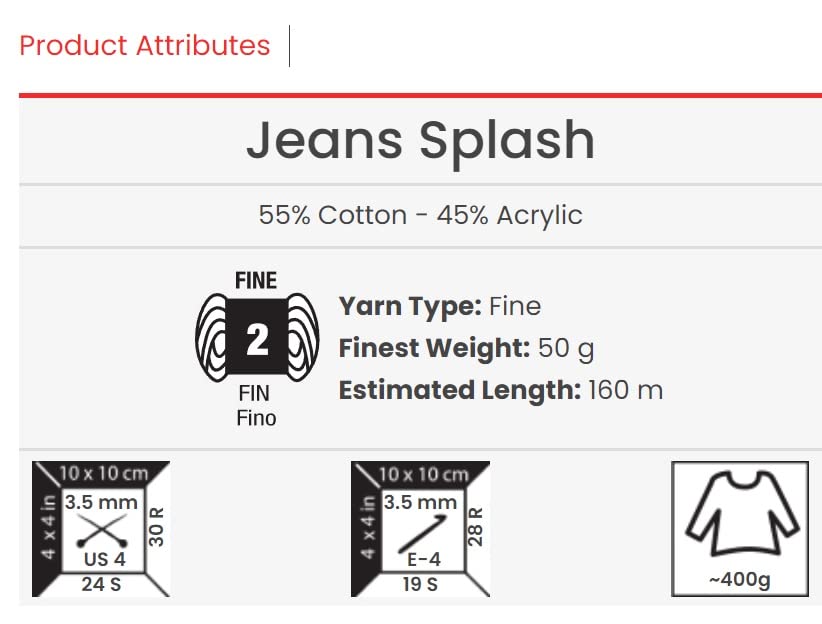 YarnArt Jeans Splash - Variegated Sport Yarn 55% Cotton 45% Acrylic 1 Skein/Ball 50g 174yds Soft Cotton Yarn for Amigurumi (944) YarnArt