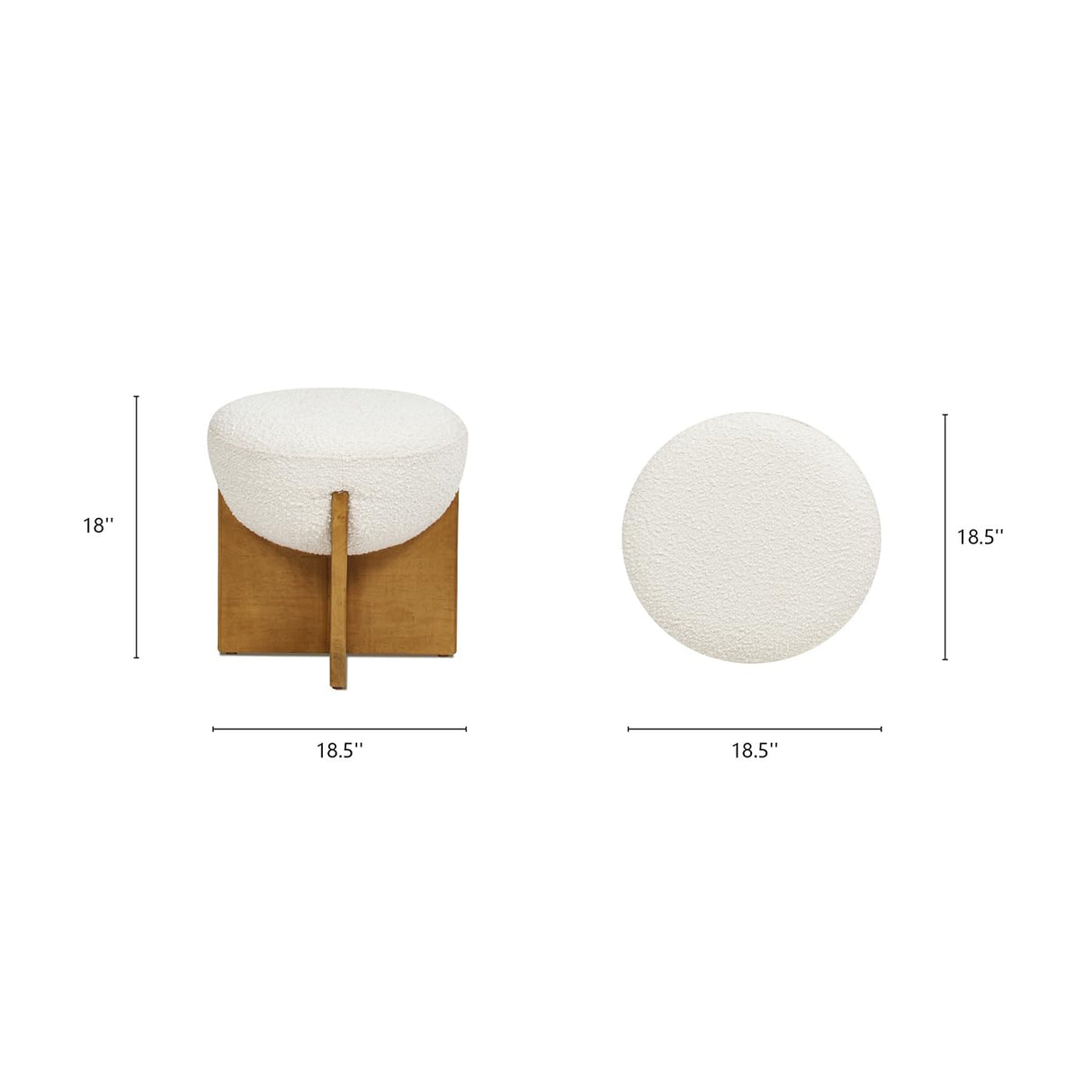 Jennifer Taylor Home Bali 18.5" Round Upholstered Ottoman with Natural Wood Base Jennifer Taylor Home
